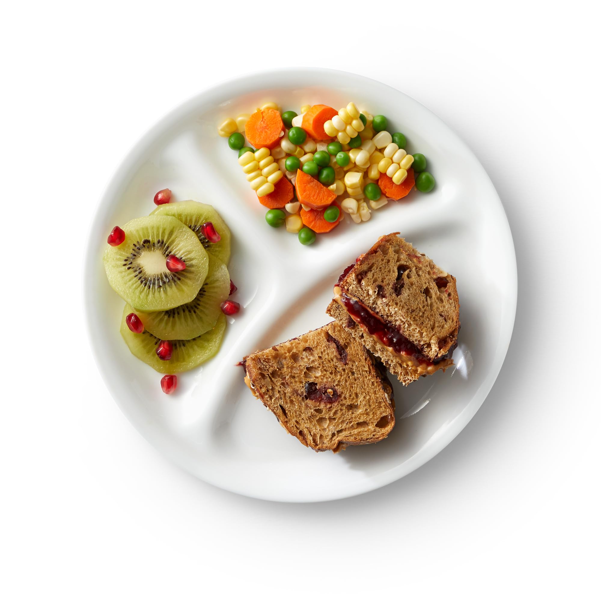 Corelle Winter Frost, plato ligero y apilable, ahorra espacio en la despensa.