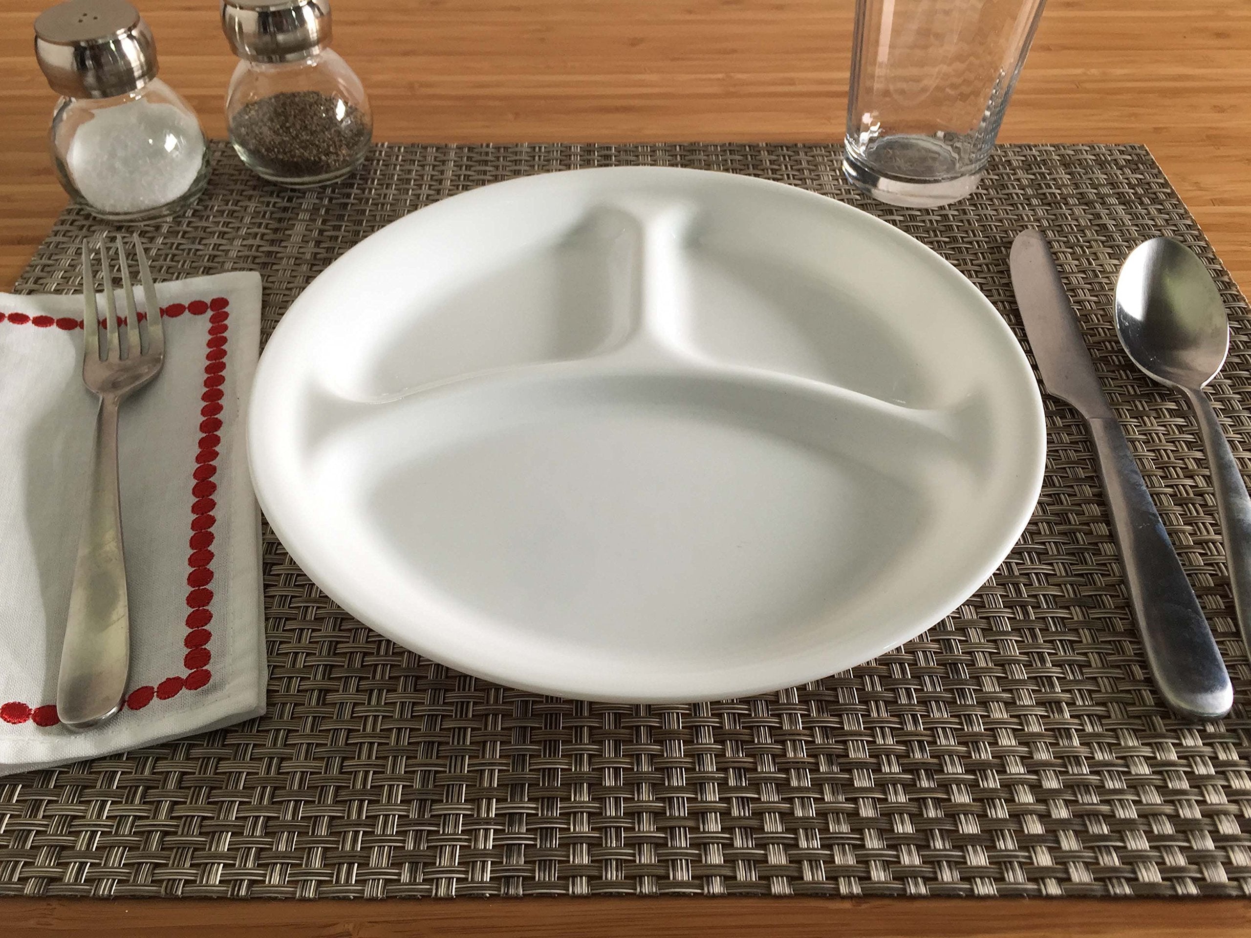 Corelle Winter Frost, plato dividido apto para microondas y lavavajillas, uso cómodo.