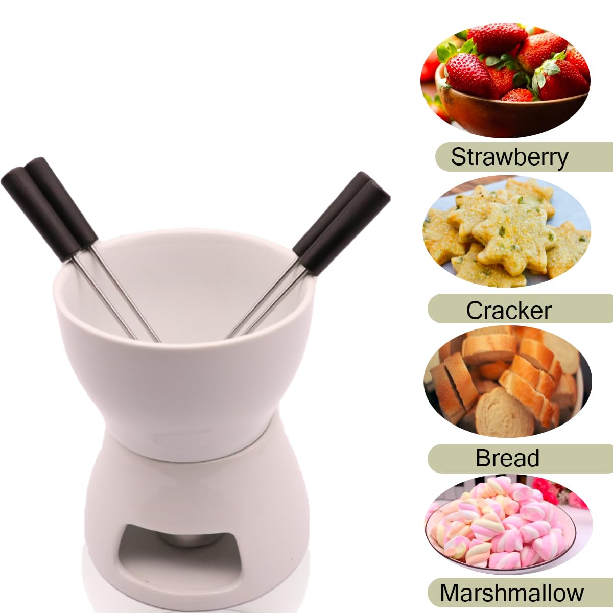 CORJEEJOR fondue con 4 tenedores, ideal para reuniones.