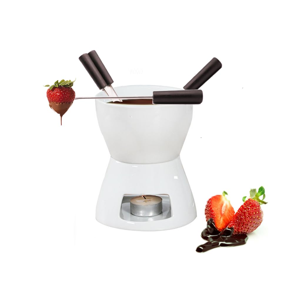 CORJEEJOR fondue pot cerámico para chocolate y queso, calor uniforme.