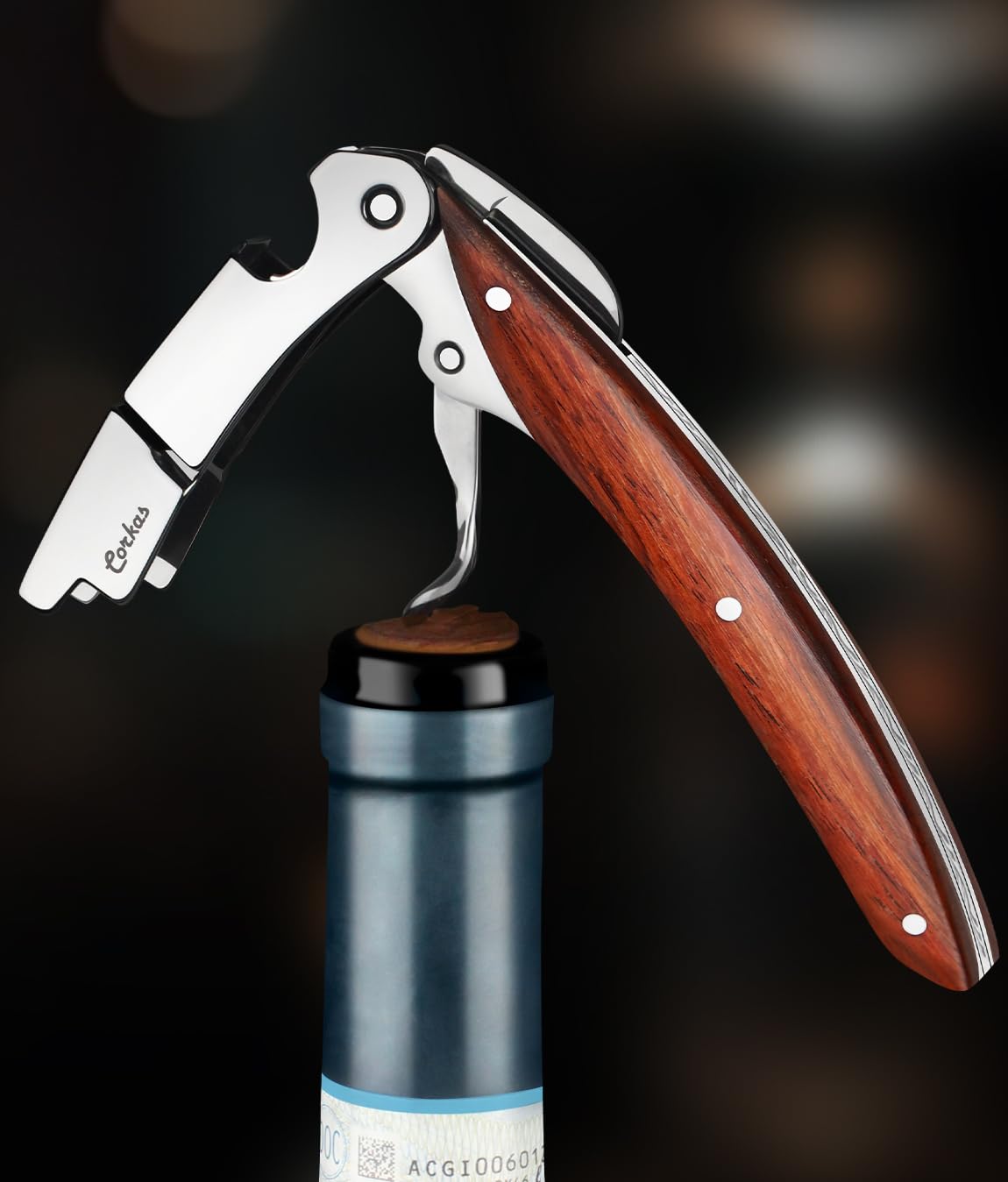 CORKAS Prestige, herramienta todo en uno para vino, cerveza y refrescos.