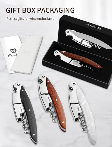 CORKAS Prestige, mango ergonómico de palo de rosa, aumenta comodidad durante turnos.
