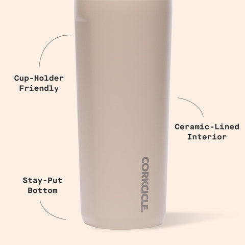Corkcicle Taza de Viaje, acabado Desert con estilo moderno.