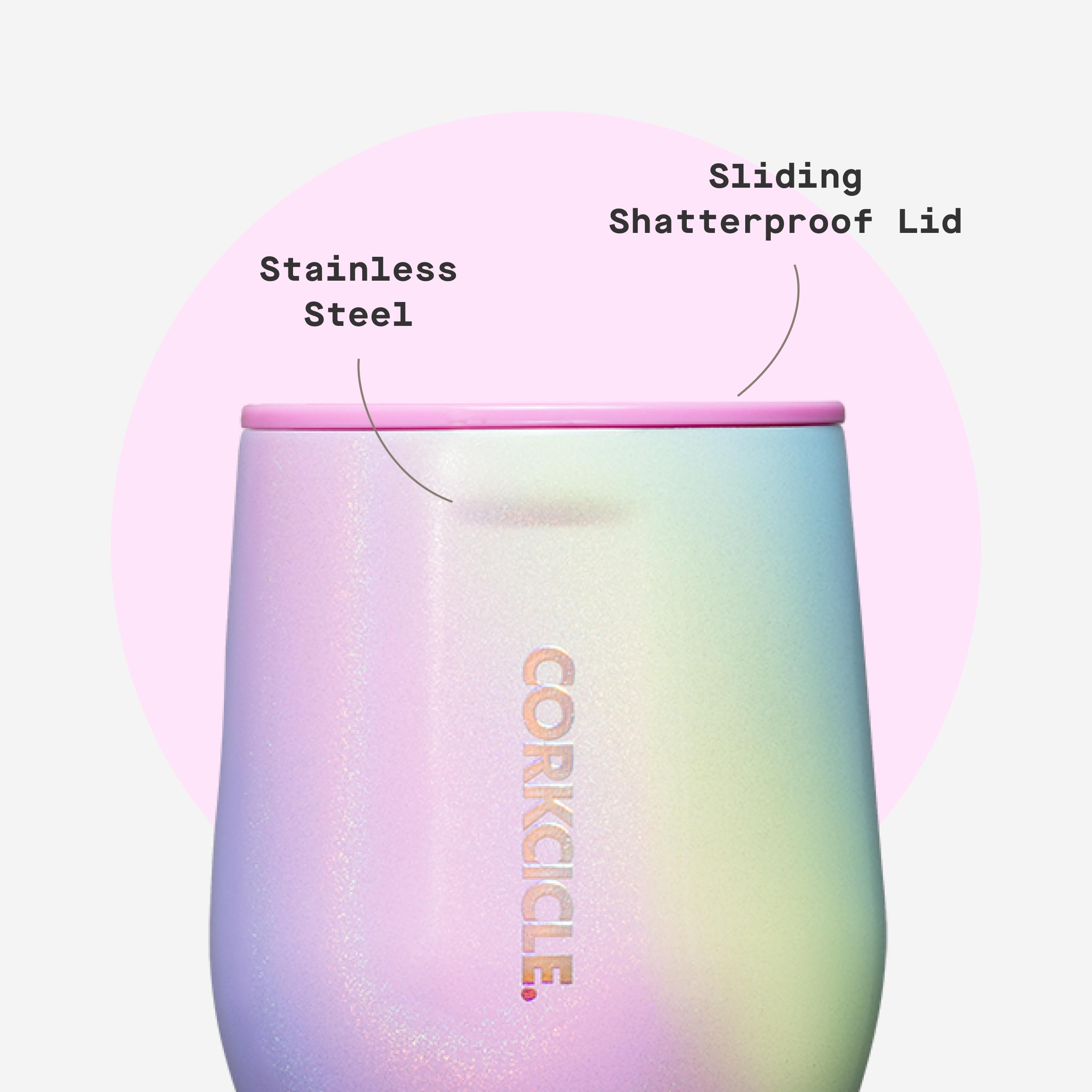 Corkcicle acabado mate negro, estilo moderno.