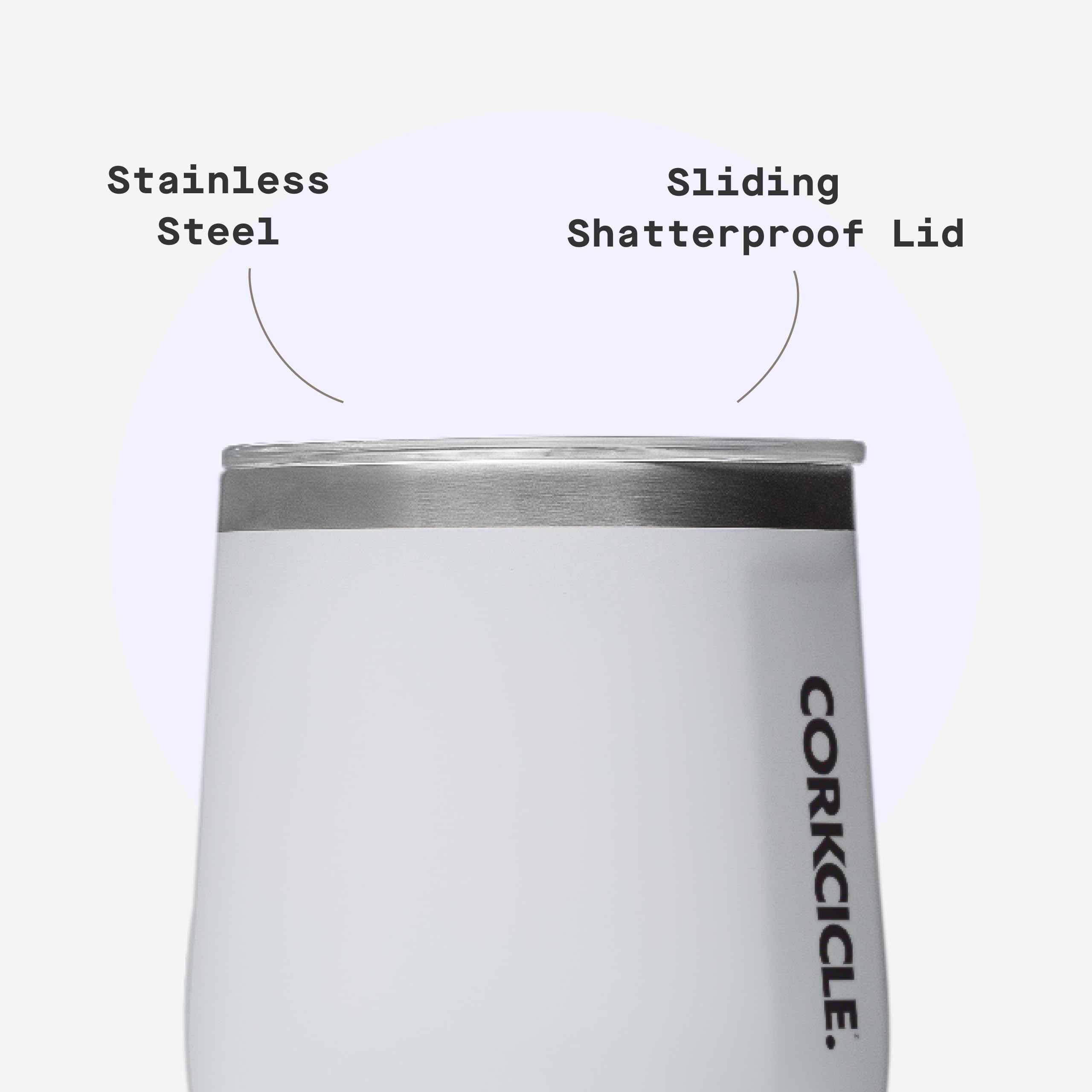 Corkcicle base antideslizante, estabilidad en cualquier mesa.