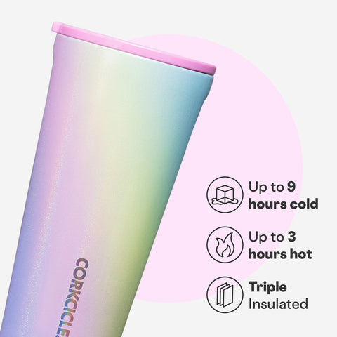 Corkcicle Vaso Clasico Arcoiris Unicornio: compatible con portavasos en viajes.