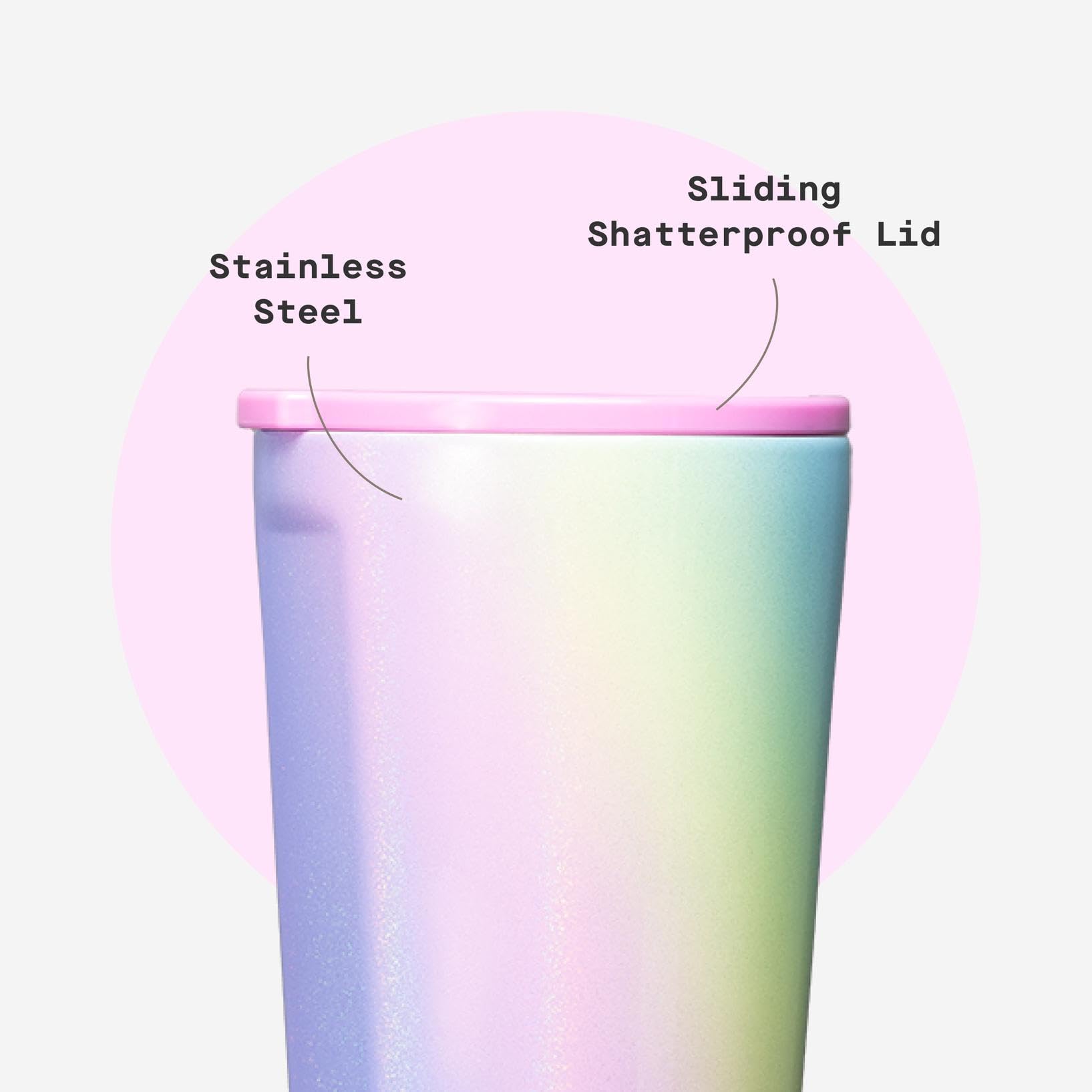 Corkcicle Vaso Clasico Arcoiris Unicornio: regalo navideño práctico para aficionados a bebidas.