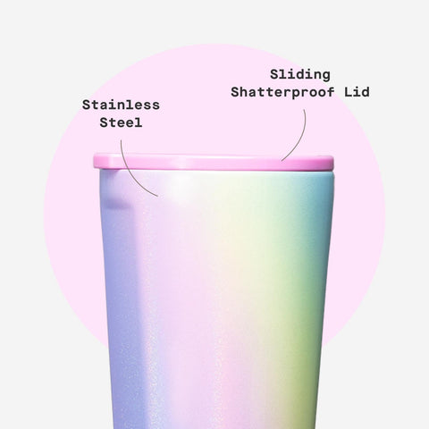 Corkcicle Vaso Clasico Arcoiris Unicornio: regalo navideño práctico para aficionados a bebidas.