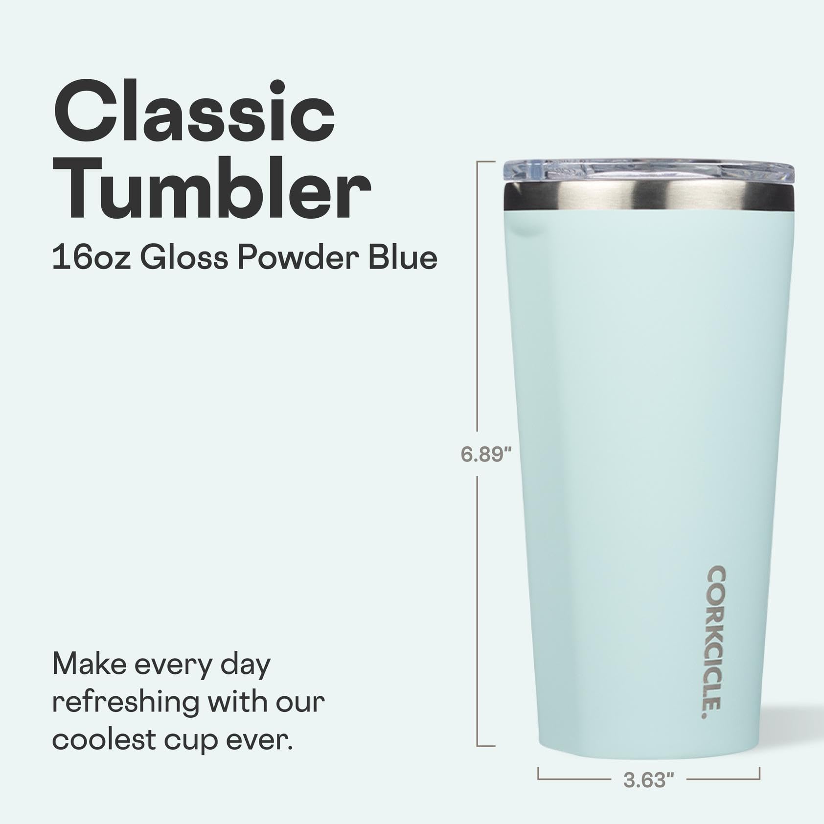 Corkcicle Clasico Tumbler conserva calor para bebidas en movimiento.