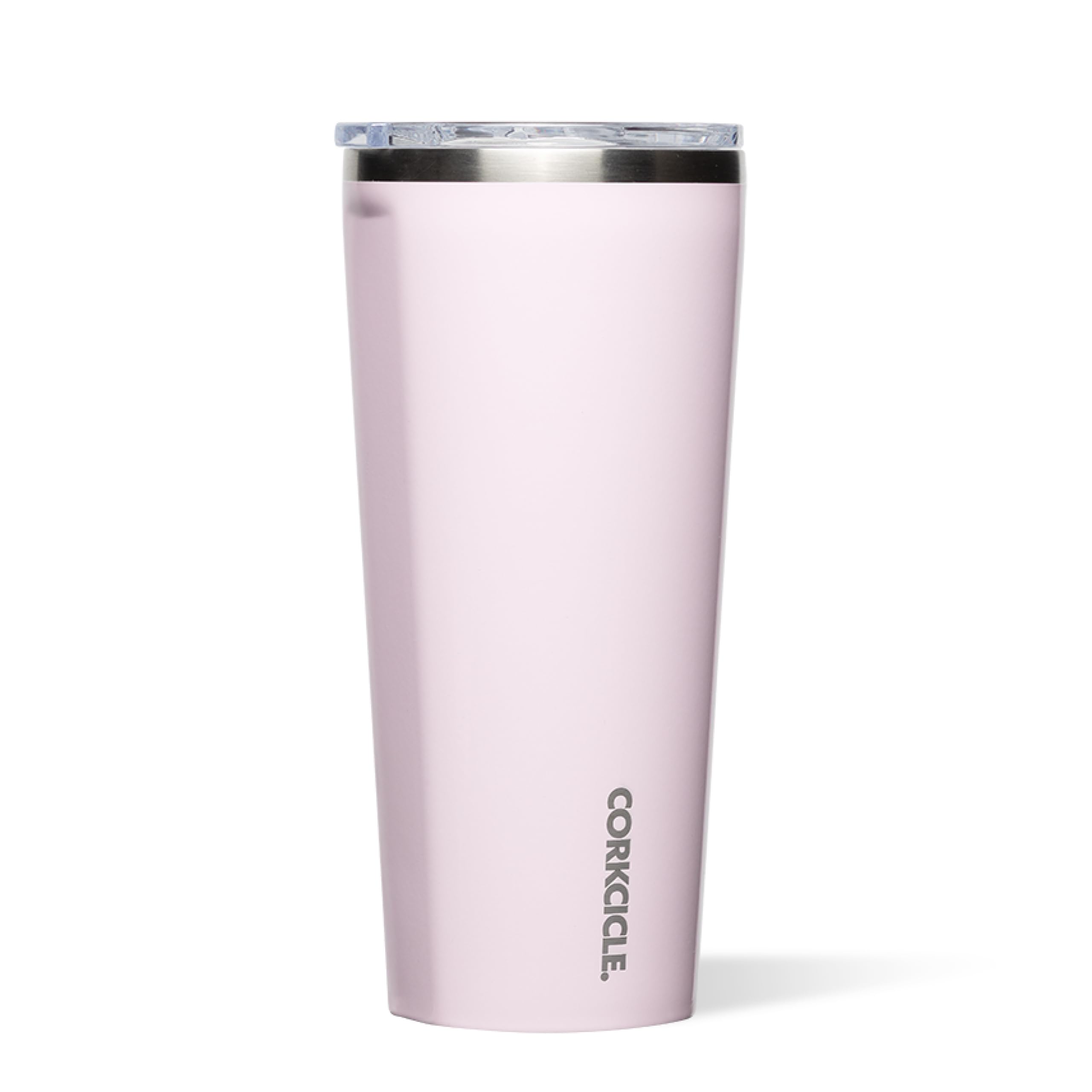 Corkcicle Classic Tumbler frente rosa polvo, ideal para llevar bebidas frías o tibias.