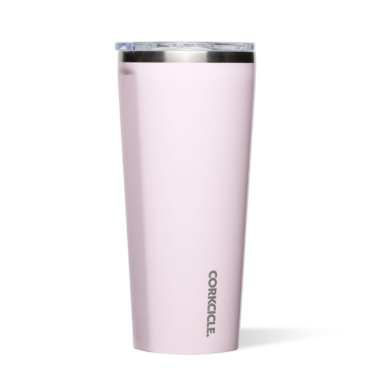 Corkcicle Classic Tumbler frente rosa polvo, ideal para llevar bebidas frías o tibias.