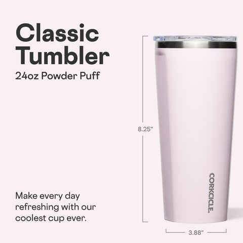 Corkcicle Classic Tumbler lateral, agarre ergonómico para viajes diarios.