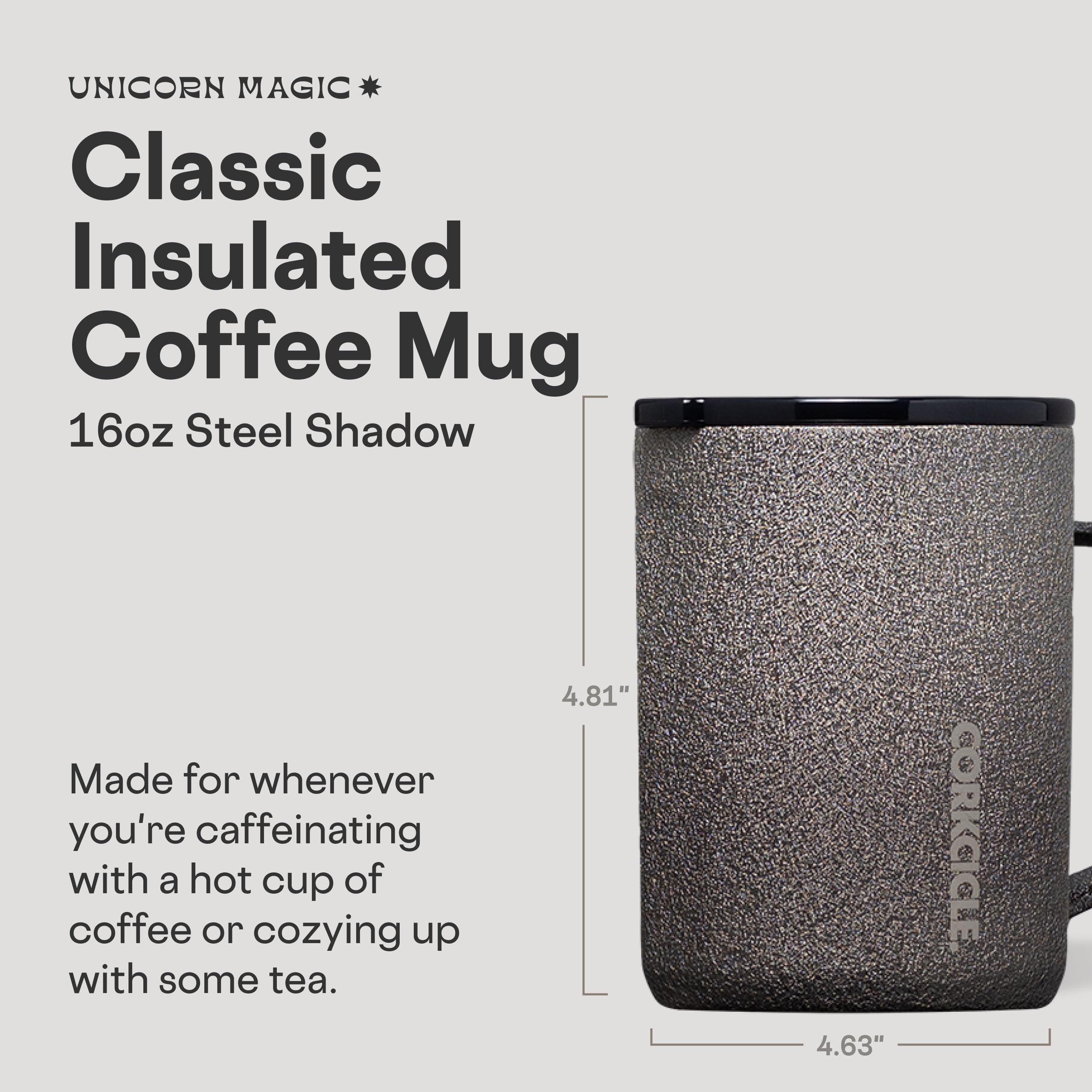 Corkcicle: taza para café, tapa deslizante, evita derrames en el viaje diario.