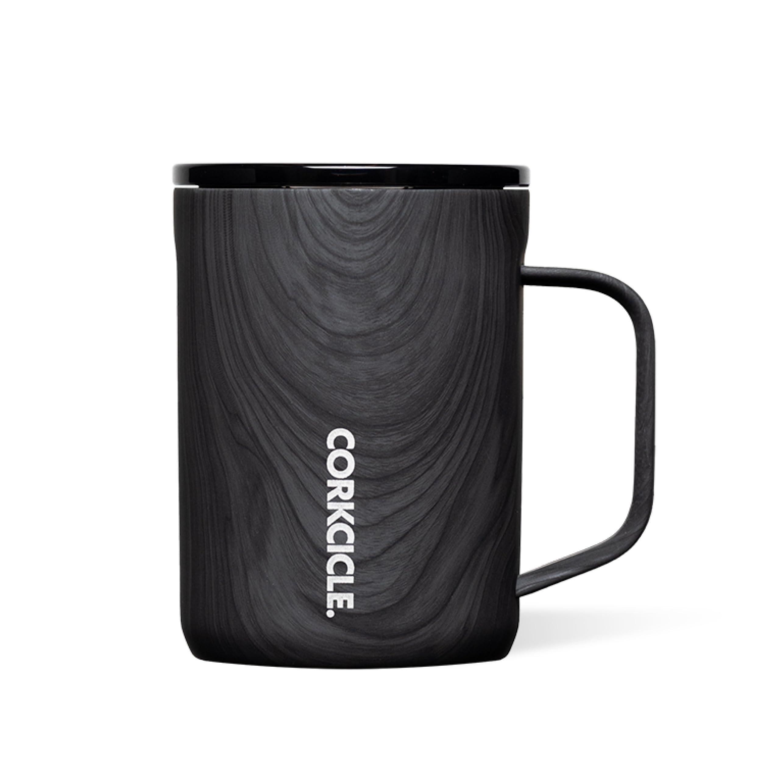 Taza Corkcicle Classic con aislamiento triple para mantener caliente el café durante viajes.