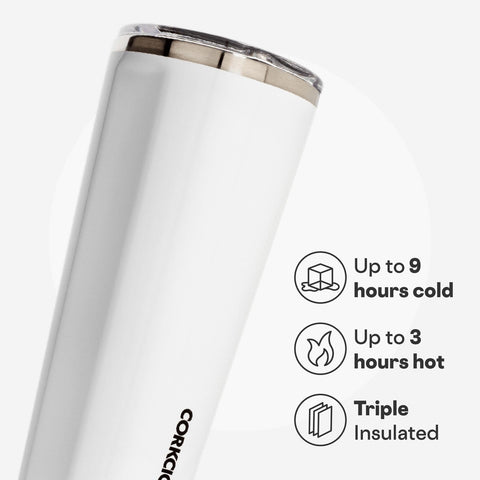 Vaso Corkcicle Classic con agarre plano, cómodo para uso diario.