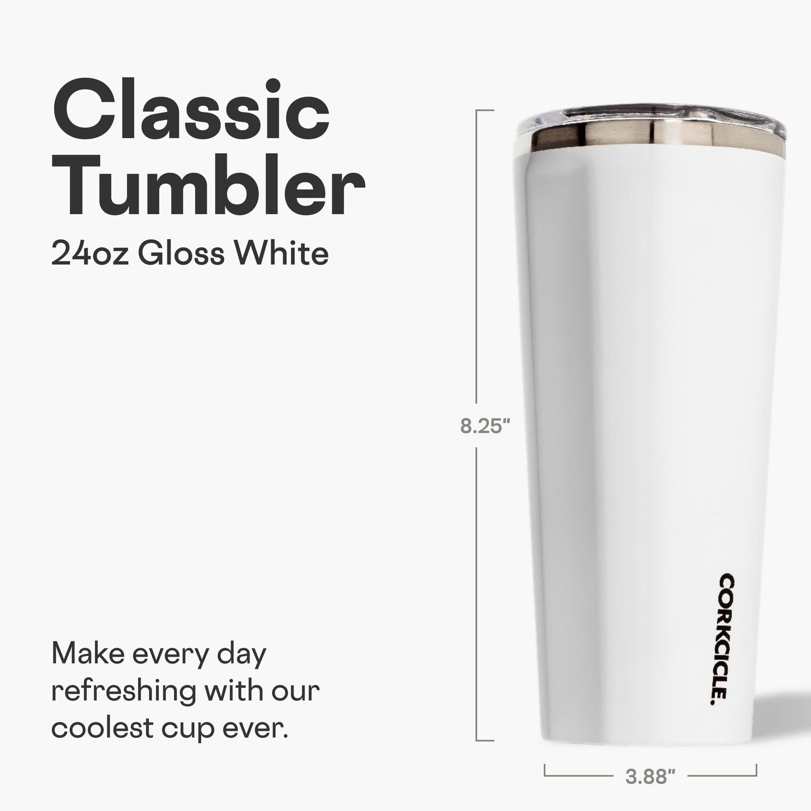 Vaso Corkcicle Classic con aislamiento triple de acero inoxidable.