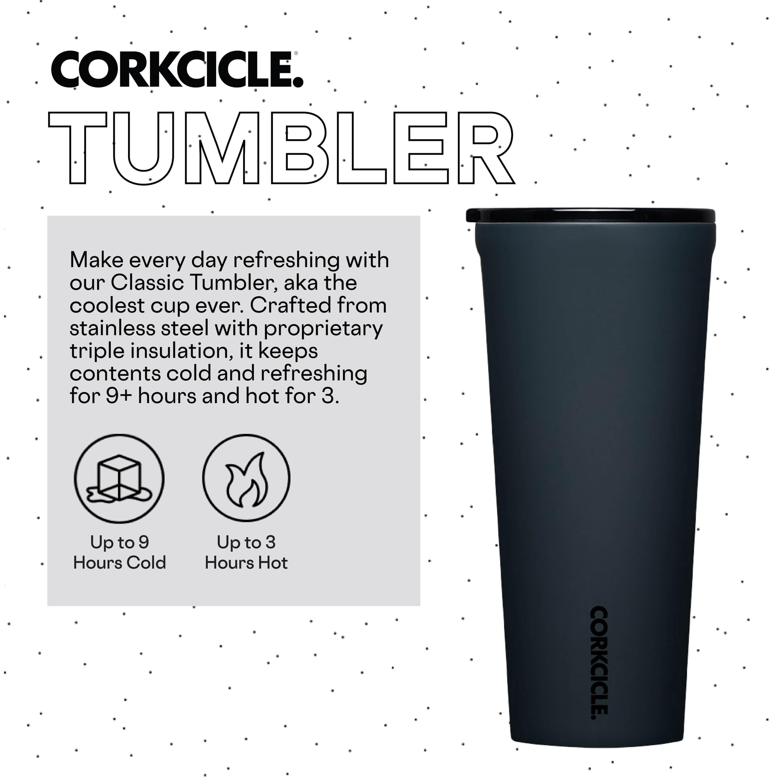 Corkcicle Classic Tumbler base antideslizante evita movimientos indeseados.