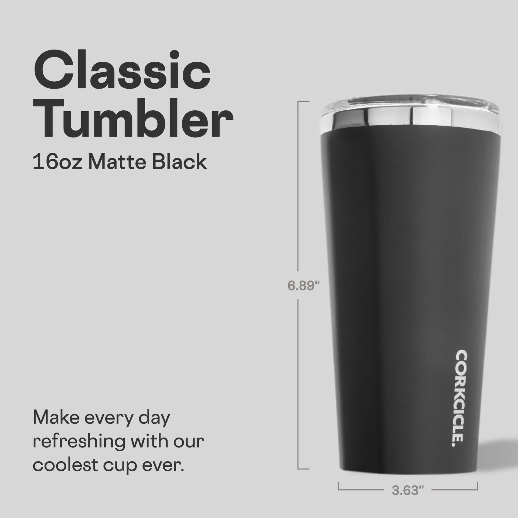 Corkcicle Classic Tumbler foco calor 3 horas, mantiene bebidas calientes.