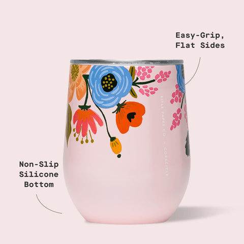 Corkcicle Colaboración Rifle Paper 12oz, rosa impreso, regalo elegante.