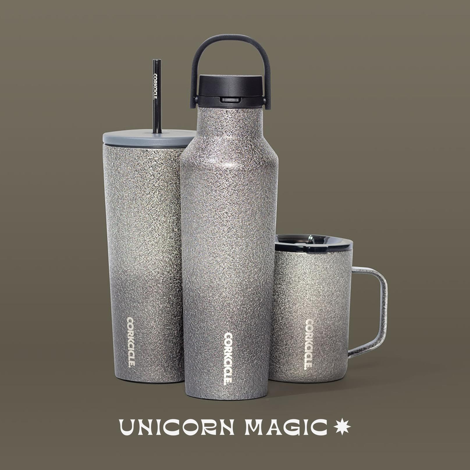 Corkcicle Unicorn Magic acabado inoxidable: duradero.