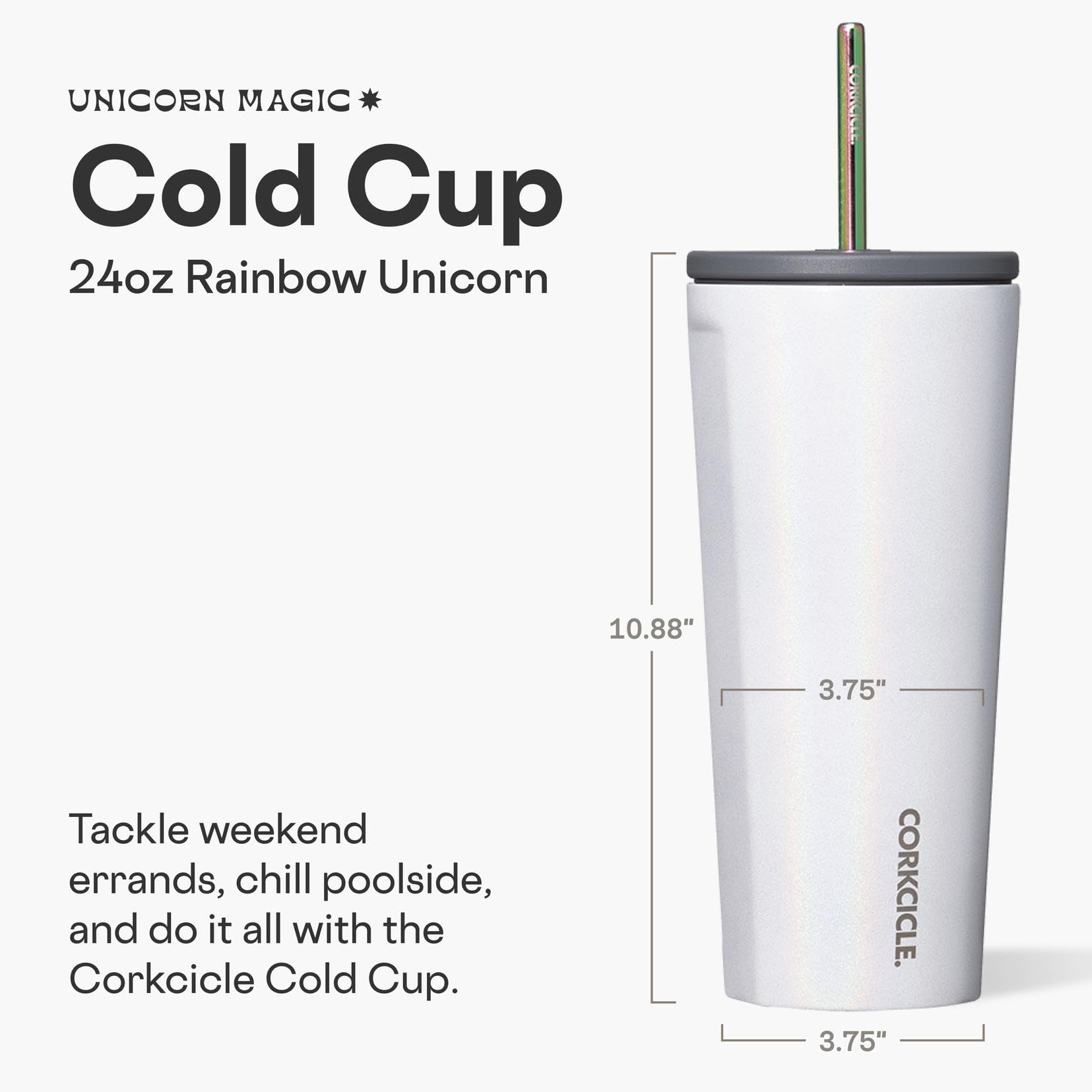 Corkcicle Unicorn Magic tapa anti fugas: evita derrames en movimiento.
