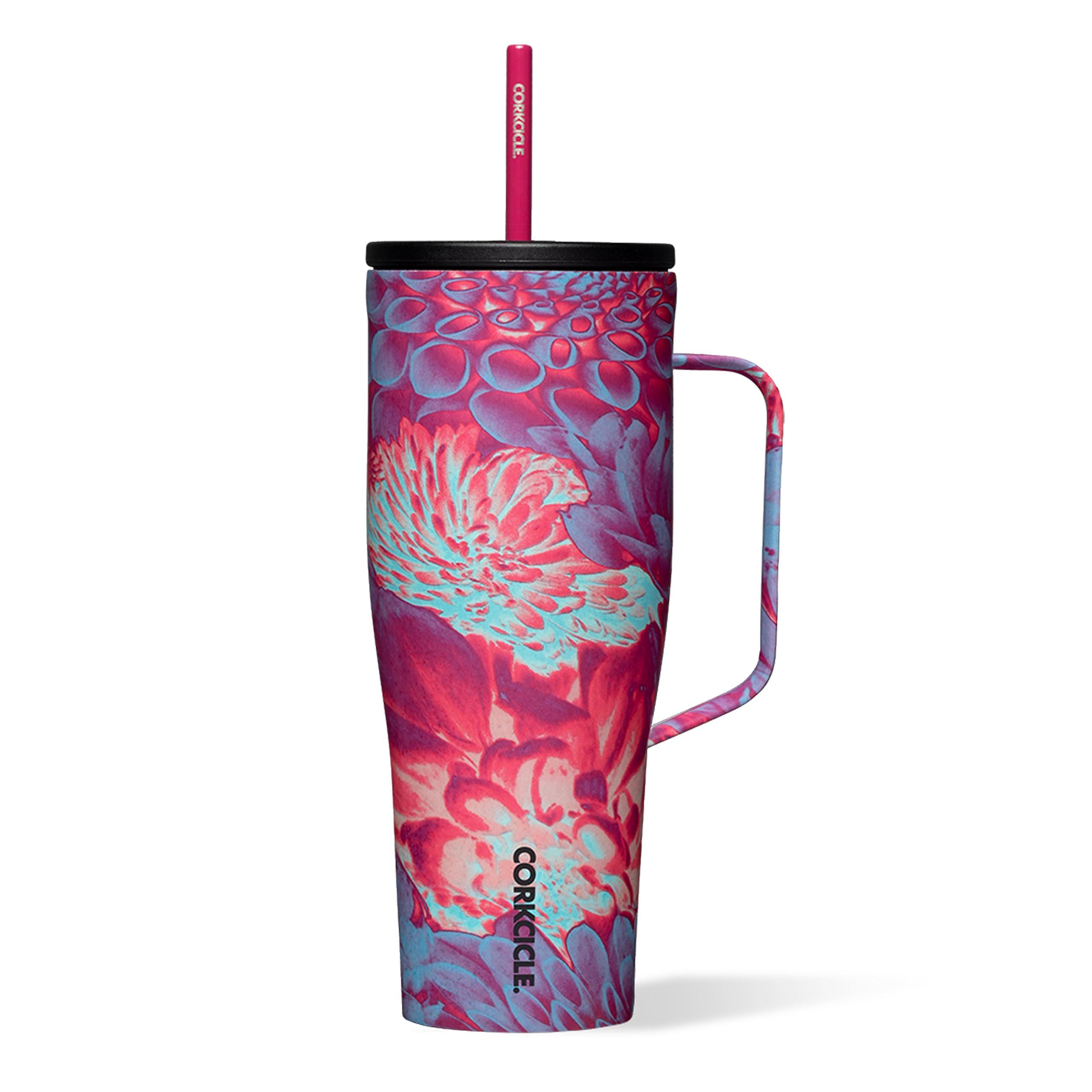 Corkcicle Cold Cup XL frente con Dopamine Floral para mantener bebidas frías