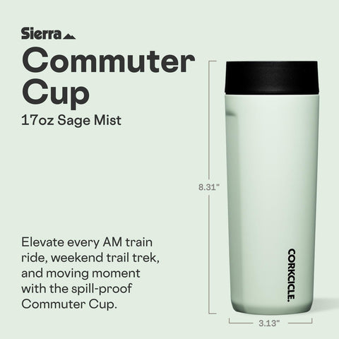 Corkcicle Commuter Cup con aislamiento triple para bebidas frías prolongadas.