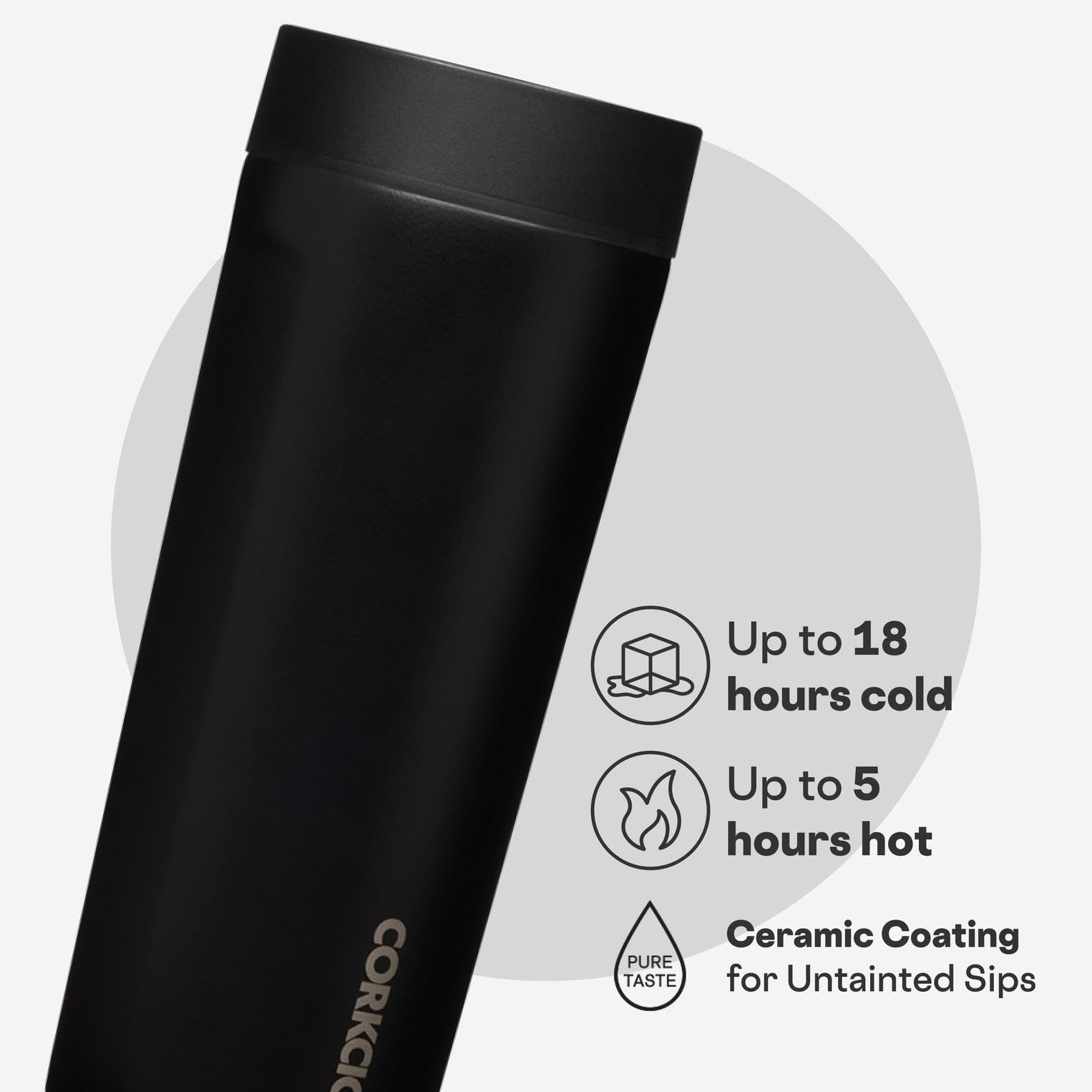 Corkcicle Commuter Cup 17 oz, perfecto para café caliente o bebida fría.