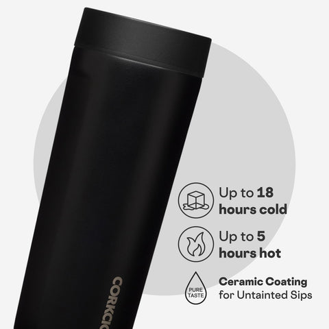 Corkcicle Commuter Cup 17 oz, perfecto para café caliente o bebida fría.