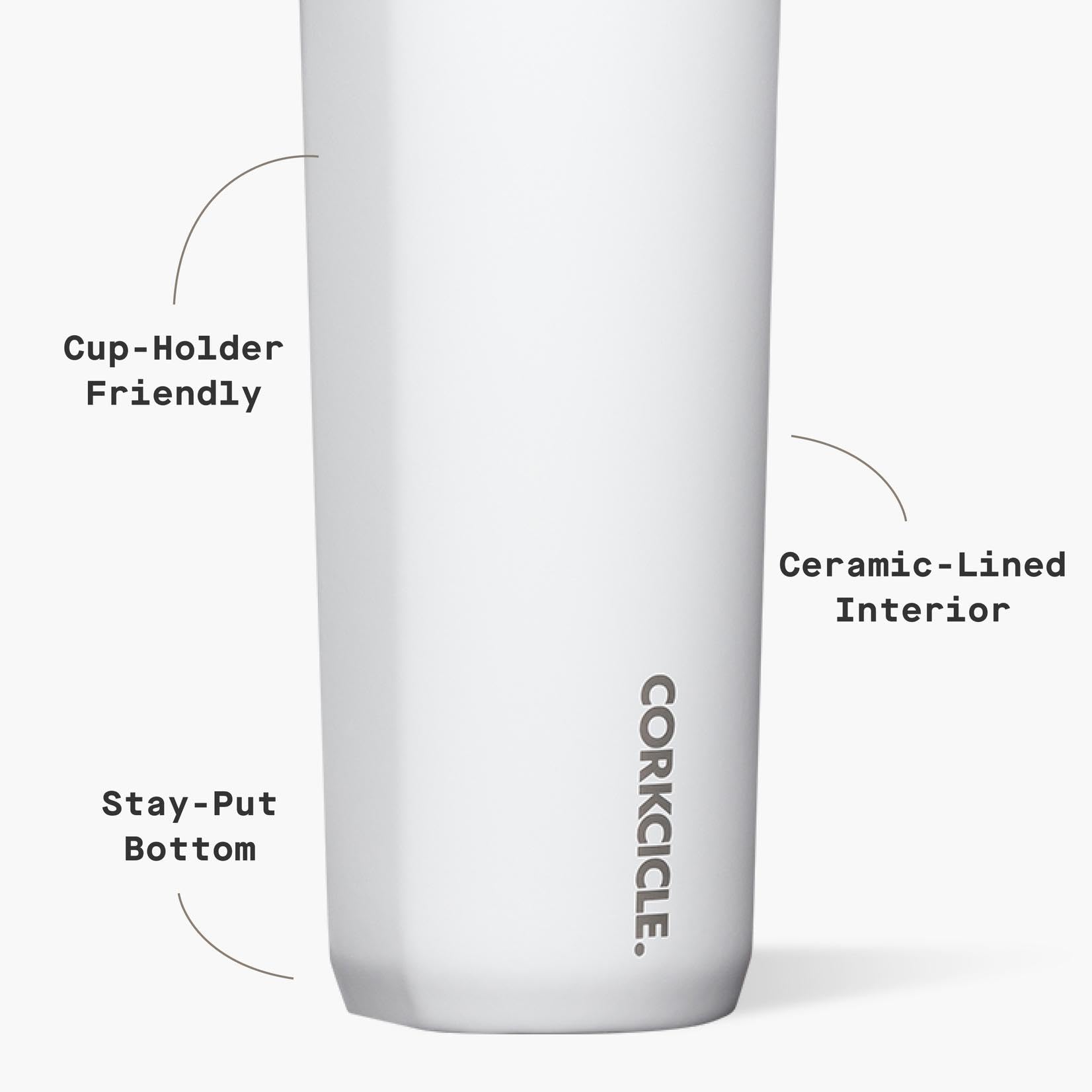 Corkcicle Commuter Cup, diseño delgado y elegante, fácil de llevar.