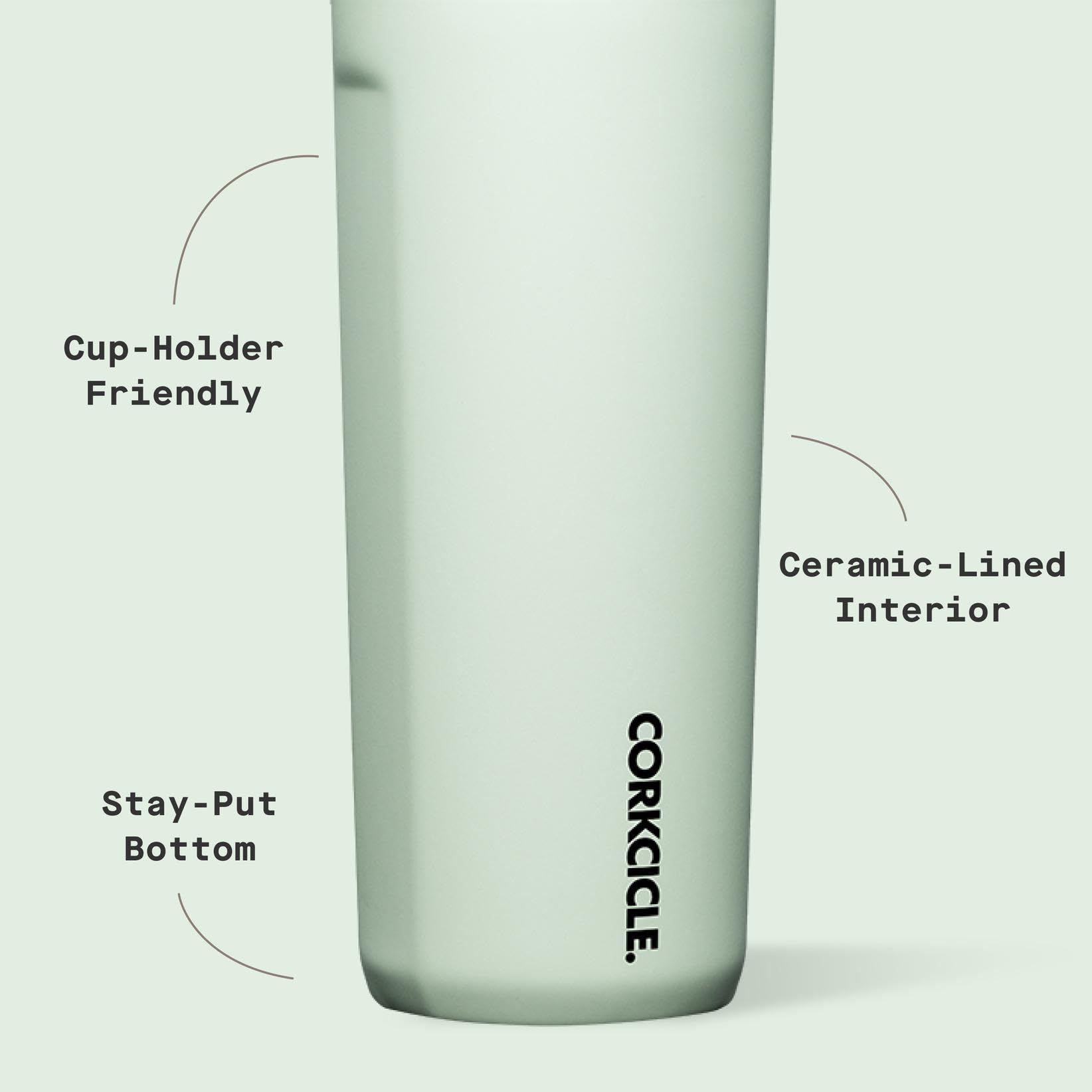 Corkcicle Commuter Cup diseño Sage Mist con acabado brillante.