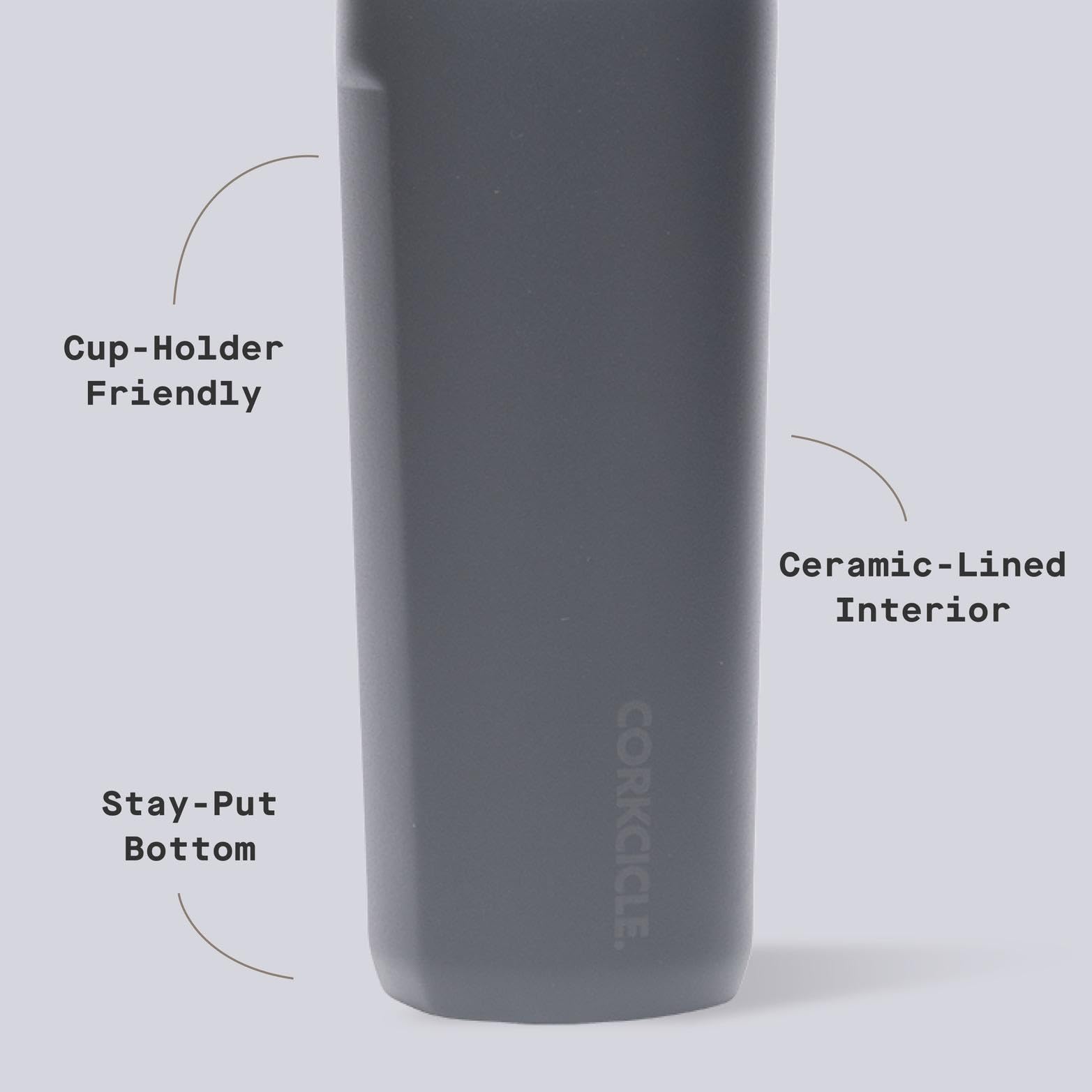 Vaso Corkcicle Commuter Cup con acabado en polvo brillante y elegante