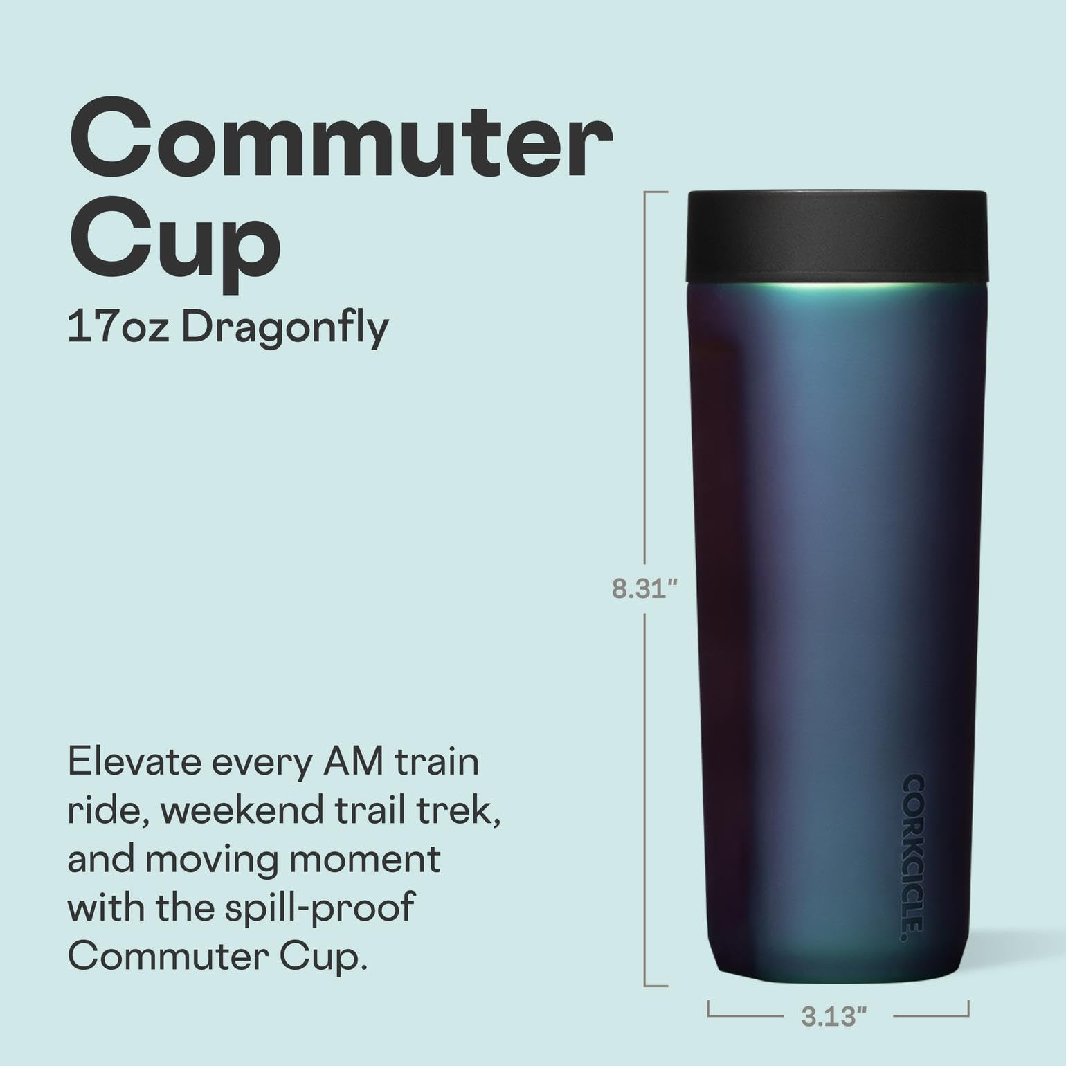 Corkcicle Commuter Cup tapa 360 grados para beber desde cualquier ángulo