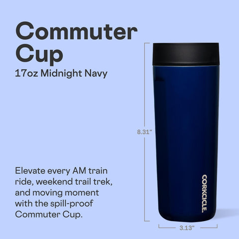 Corkcicle Commuter Cup de 17 onzas mantiene bebidas frías hasta 18 horas.