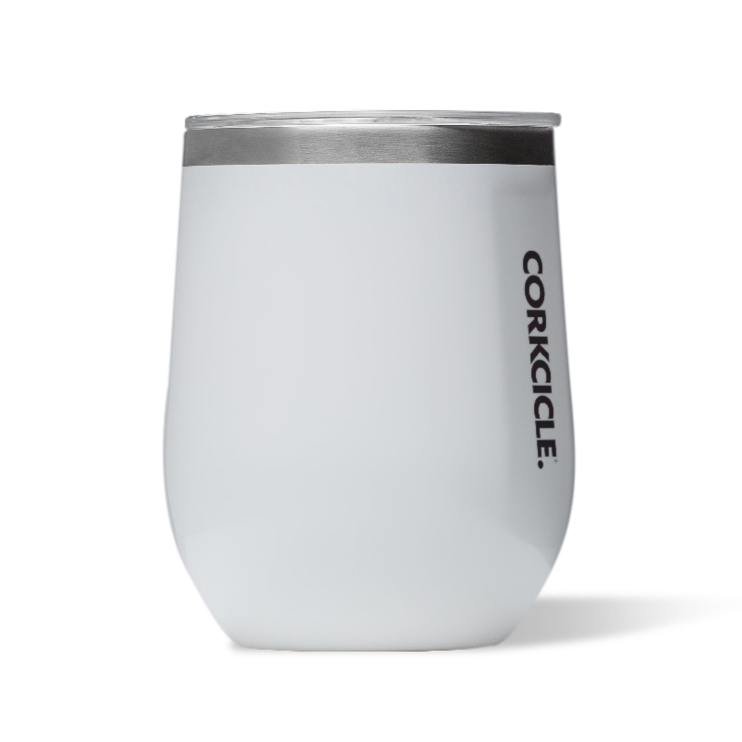 Corkcicle copa vino sin tallo 12 oz, blanco brillante, mantiene bebidas frias.