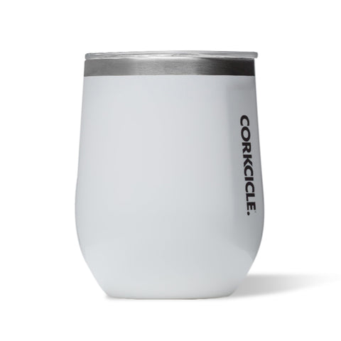 Corkcicle copa vino sin tallo 12 oz, blanco brillante, mantiene bebidas frias.