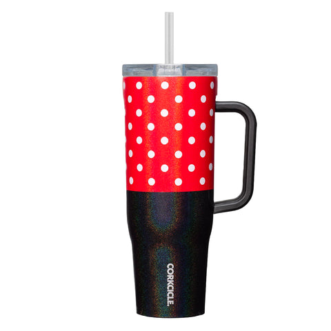 Corkcicle Cruiser 40 onzas Minnie Mouse, vista frontal, mantiene bebidas frías por horas