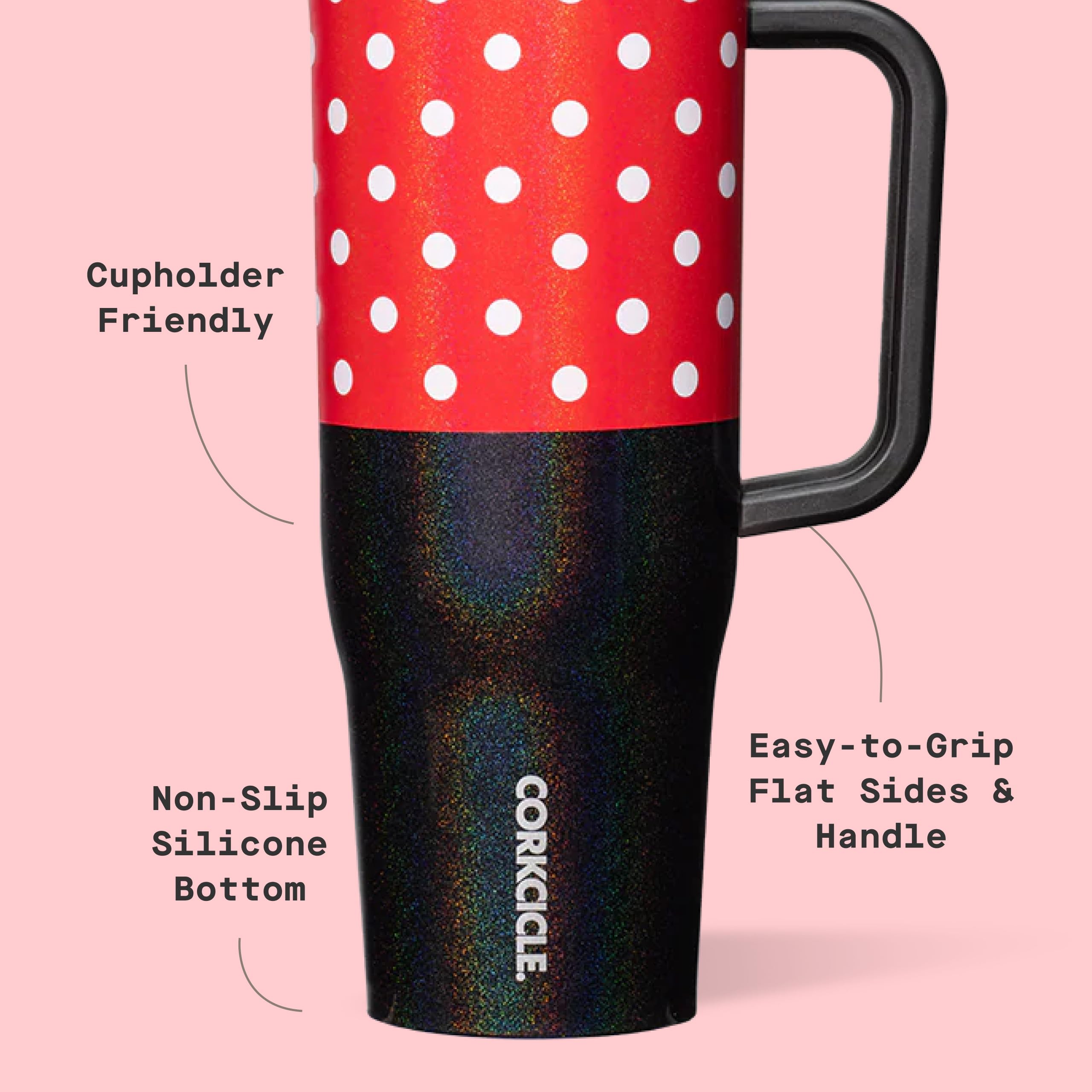 Corkcicle Cruiser 40 onzas Minnie Mouse, tapa y pajilla para beber sin derrames
