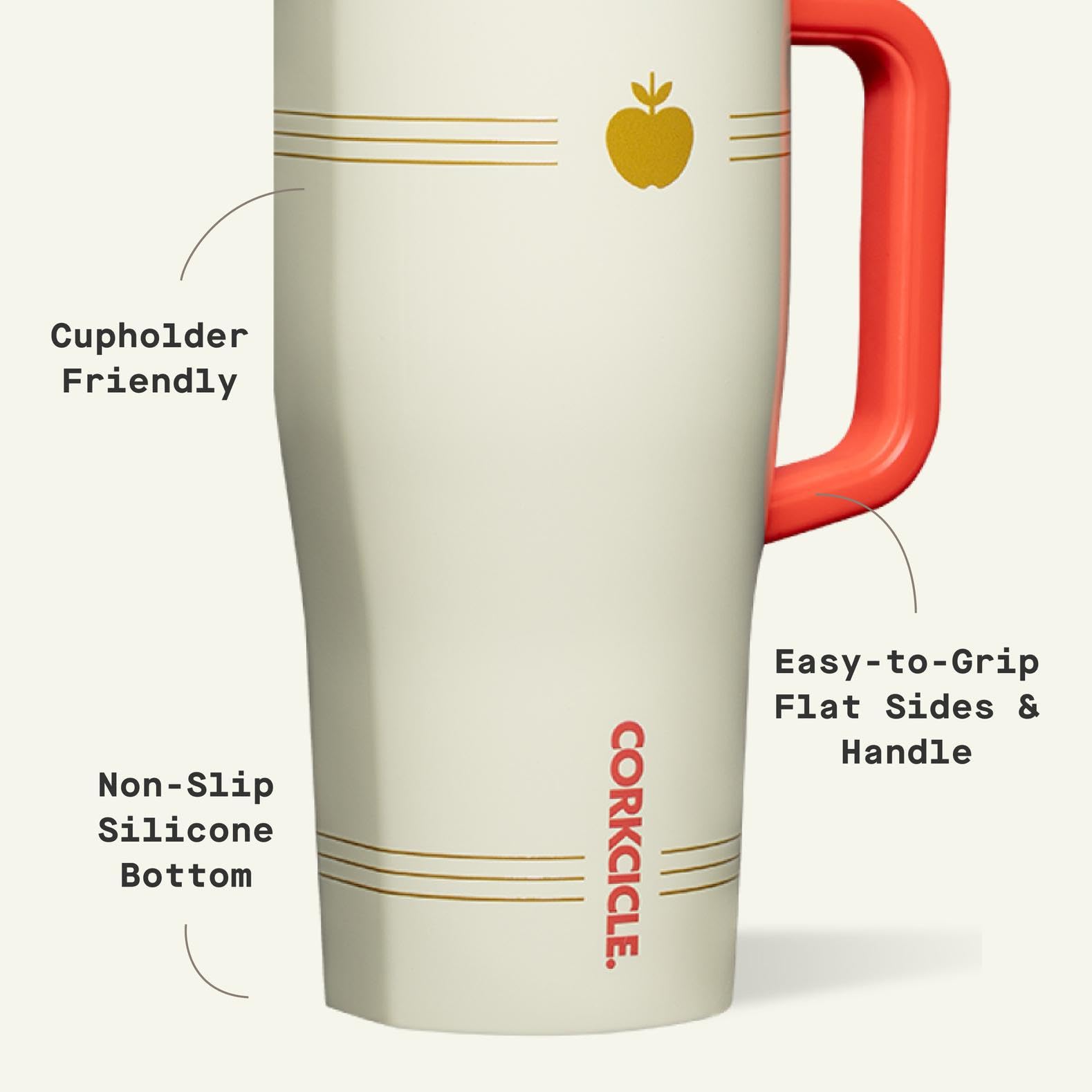 Corkcicle Cruiser, boca amplia para hielo y limpieza rápida.