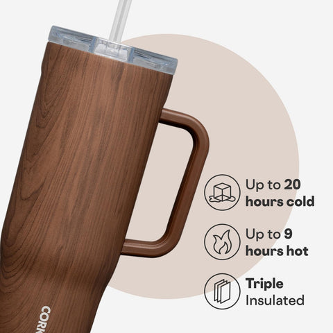Corkcicle Cruiser Diseño Madera Nogal añade estilo duradero.