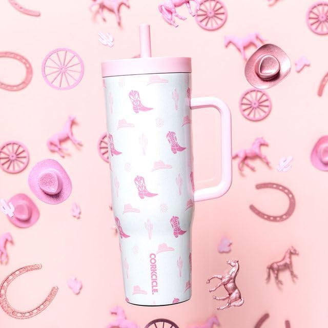 Corkcicle Cruiser tapa giratoria con pajita Tritan para beber sin derrames.