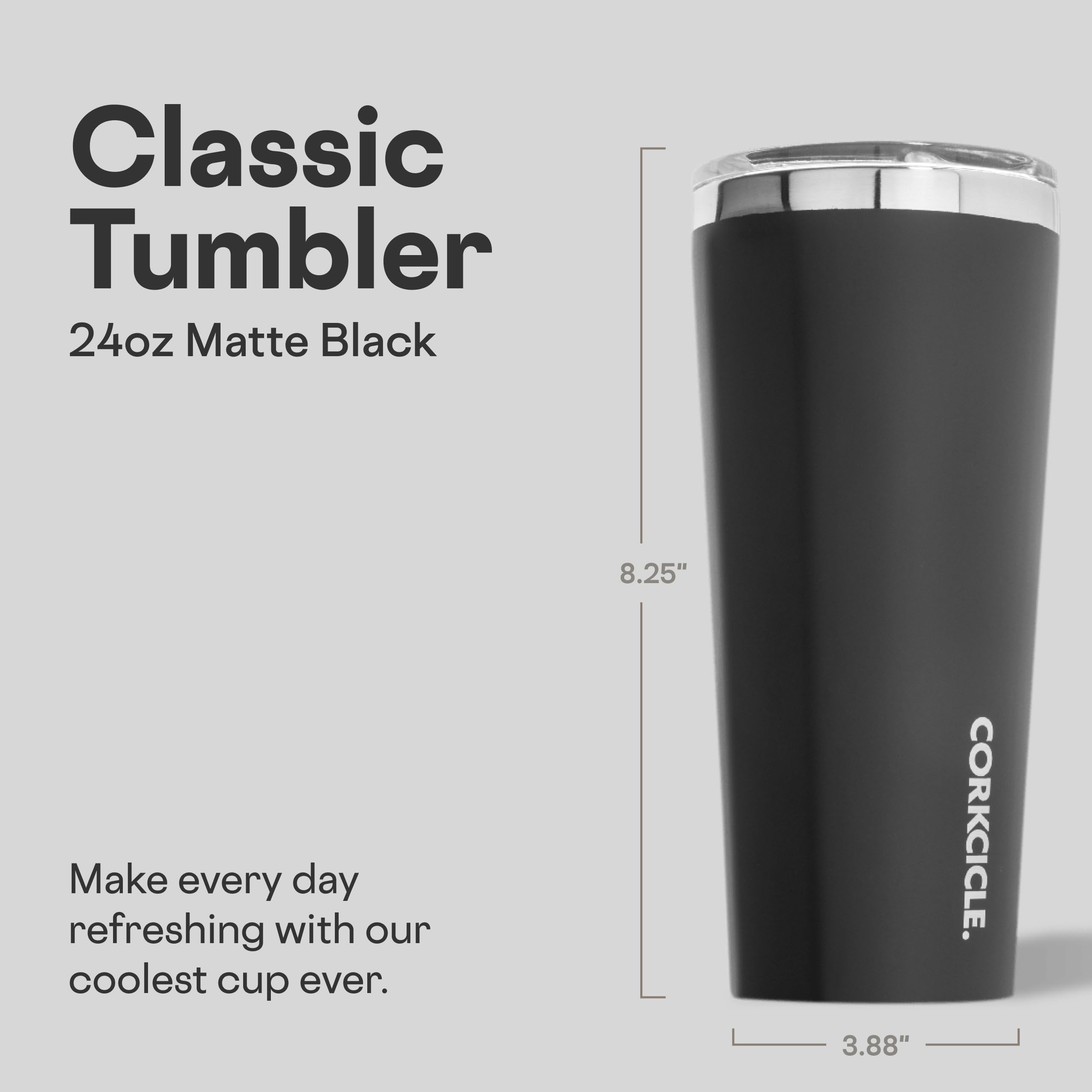 Corkcicle Vaso térmico diseño plano ergonómico, agarre cómodo.