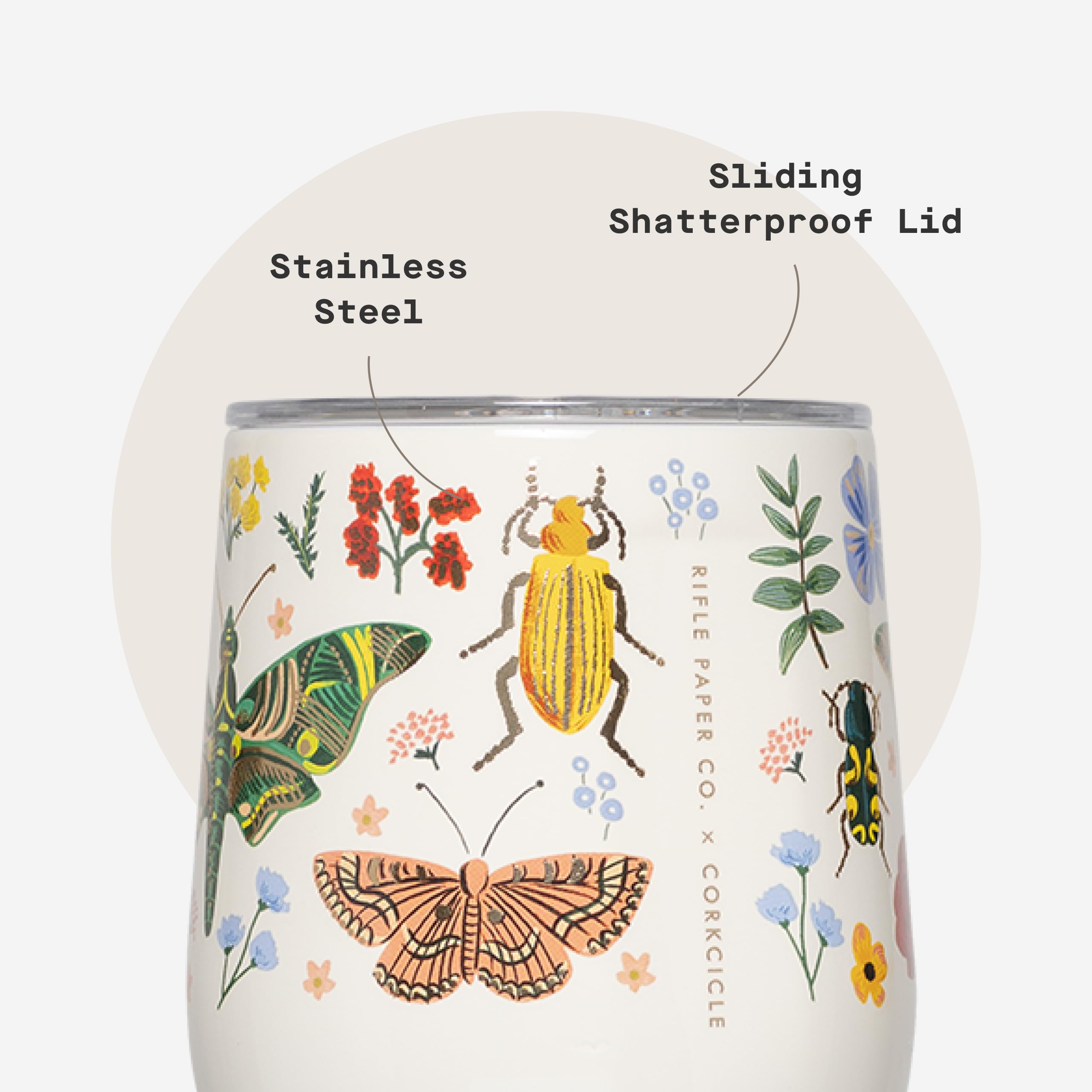Diseño reutilizable de Corkcicle Curio Cream para reducir residuos.