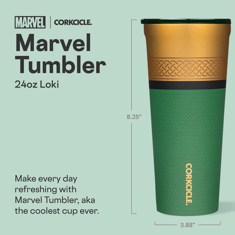 Vaso Corkcicle Loki Disney, diseño llamativo, ideal para llevarlo en cualquier viaje.
