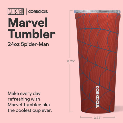 Corkcicle Disney Tumbler Spider-Man: ilustración vibrante para aventuras urbanas manteniendo el frío