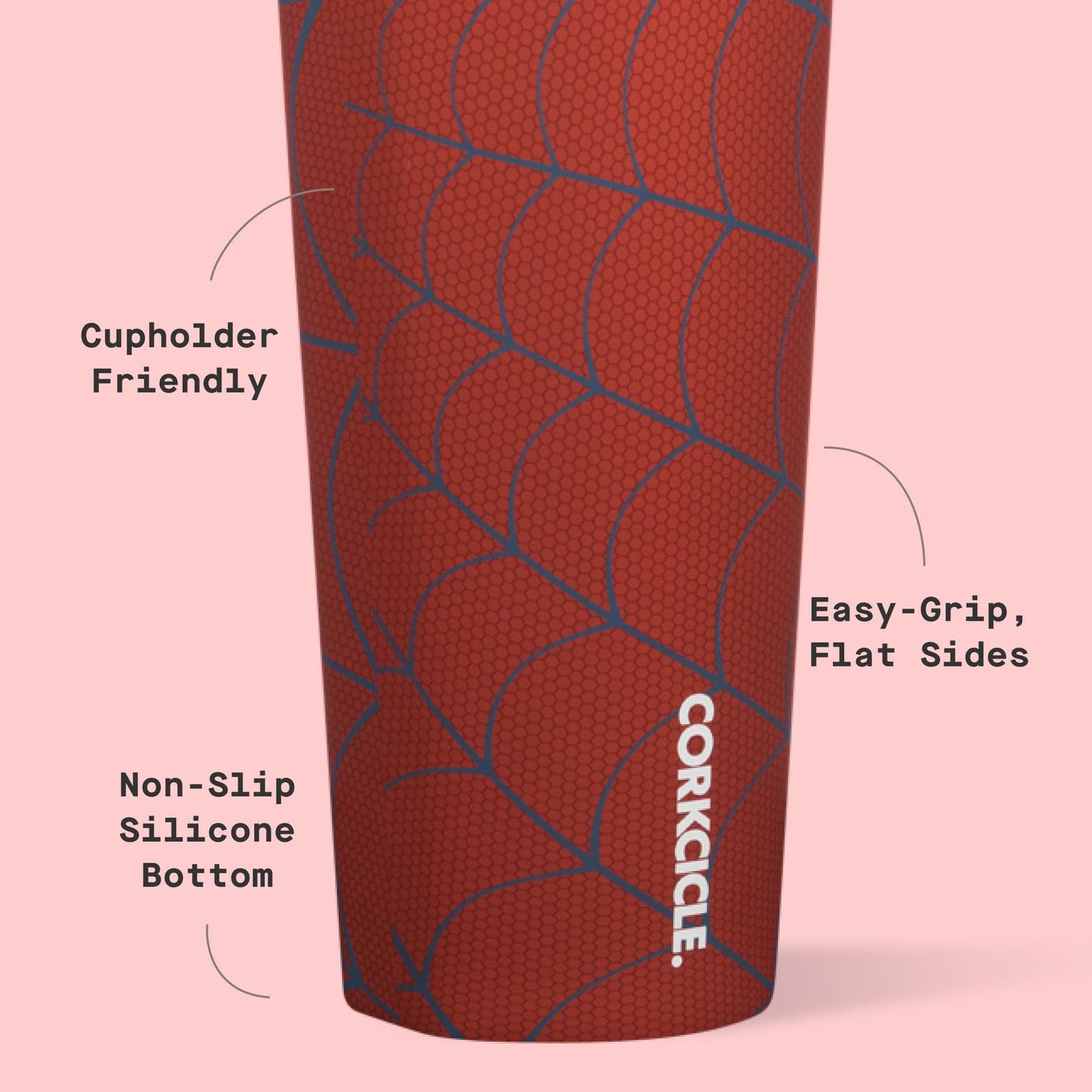 Corkcicle Disney Tumbler Spider-Man: tapa a prueba de derrames para evitar salpicaduras