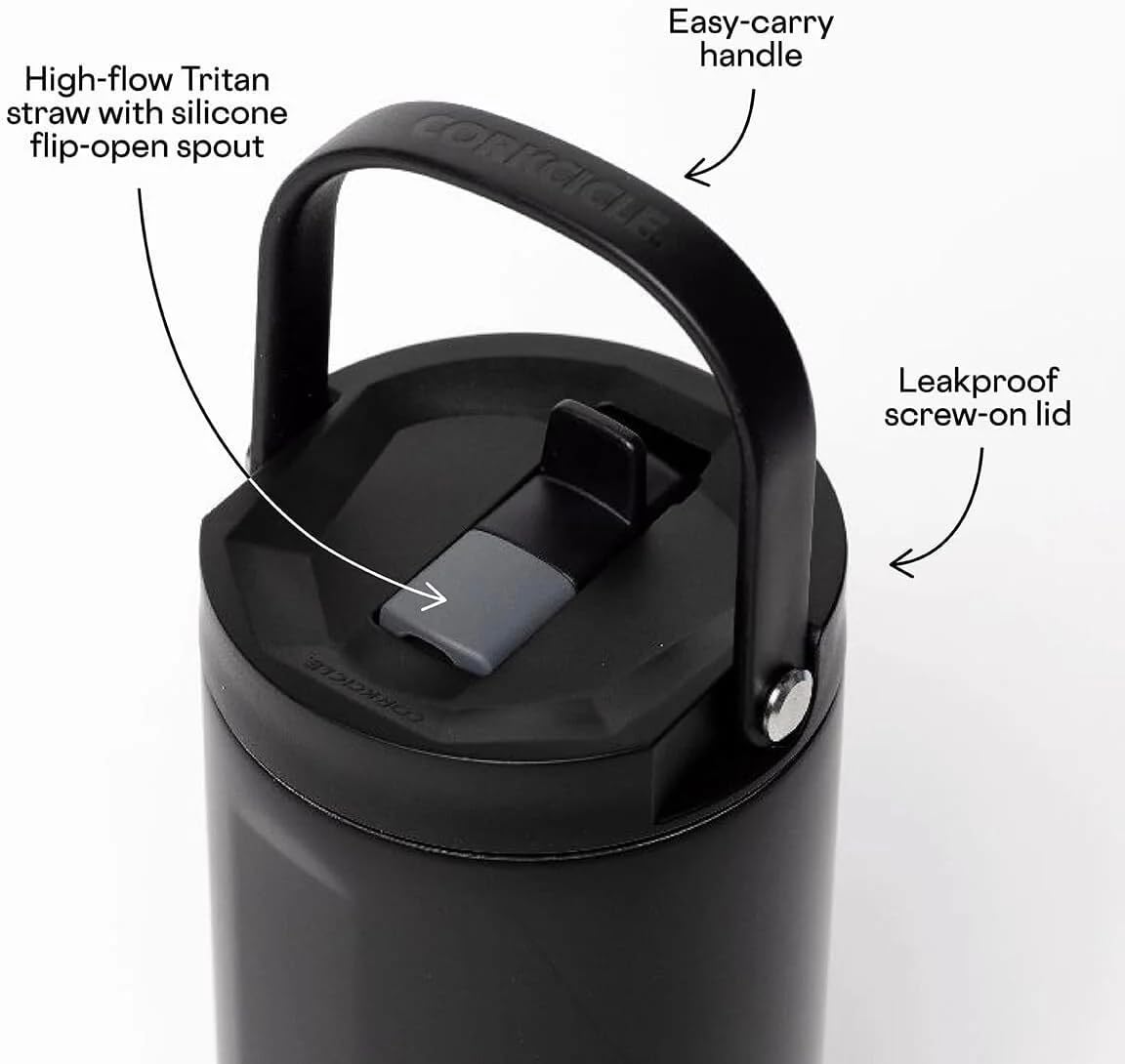 Corkcicle Go Cup XL con aislamiento triple, mantiene bebidas frias durante horas.