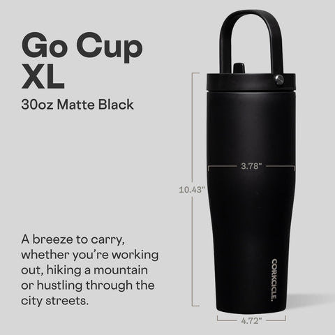 Corkcicle Go Cup XL aislamiento-triple mantiene la bebida fría por horas.