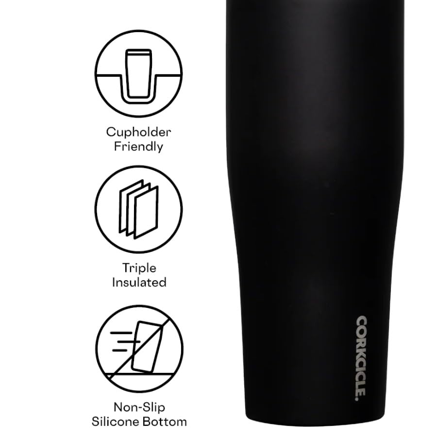 Corkcicle Go Cup XL forma compatible con portavasos, cómodo en la carretera.