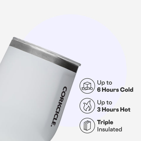 Corkcicle mango ergonomico, agarre comodo para llevar bebidas.